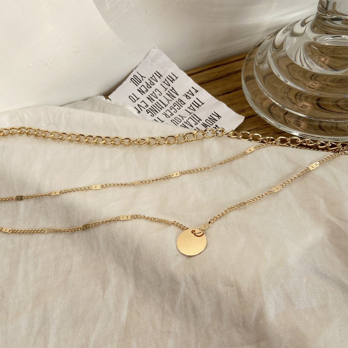 Strakt Women's Multilayer Necklace Ins Fashion Disc Pendant Clavicle Necklace Chains Personality Jewelry